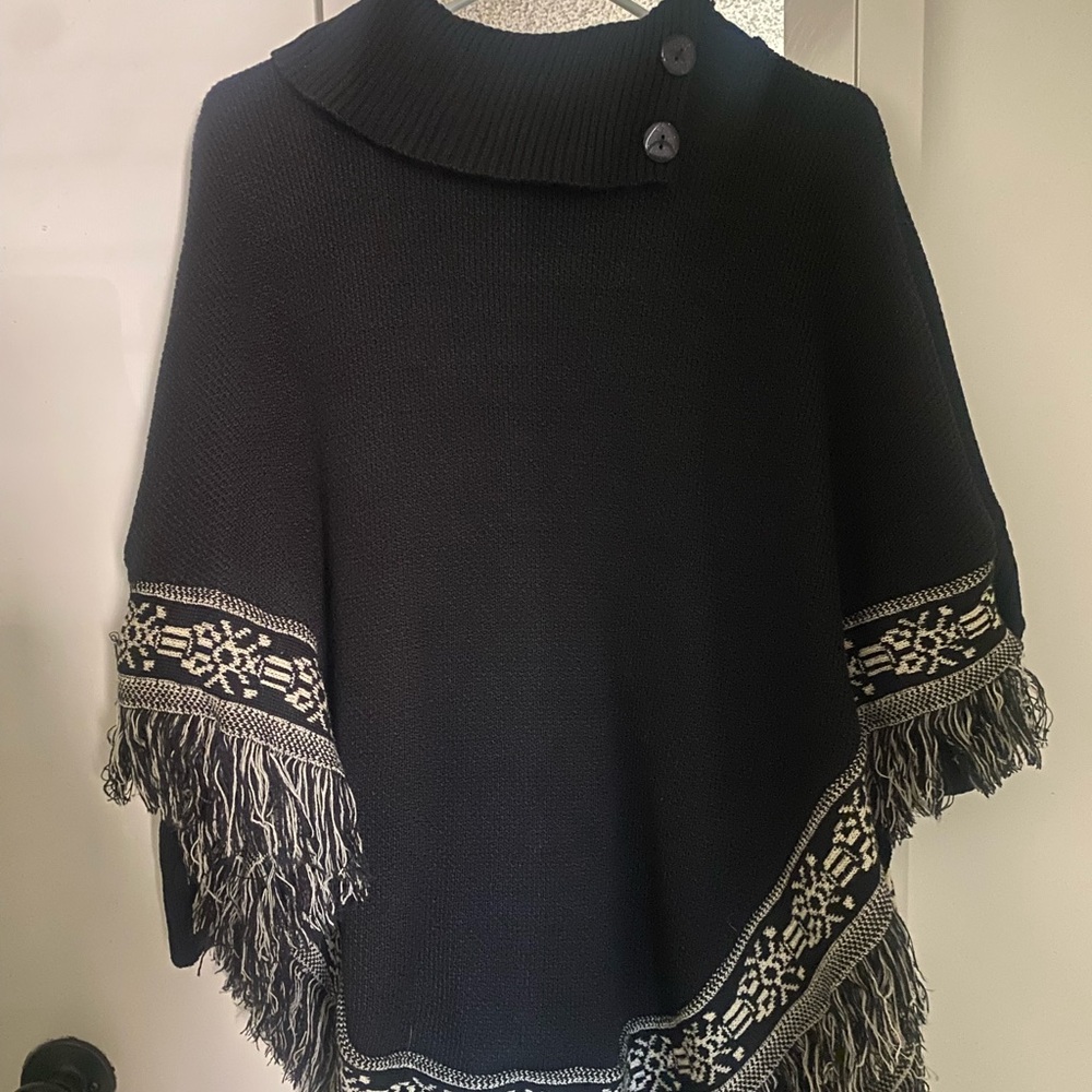 Black Knit Poncho